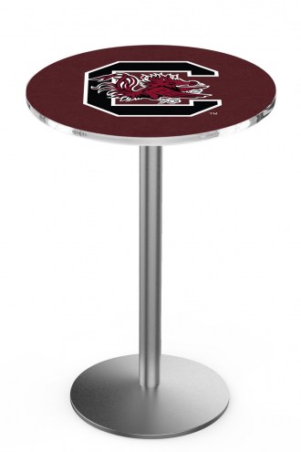 South Carolina Gamecocks Stainless Steel Bar Table with Round Base