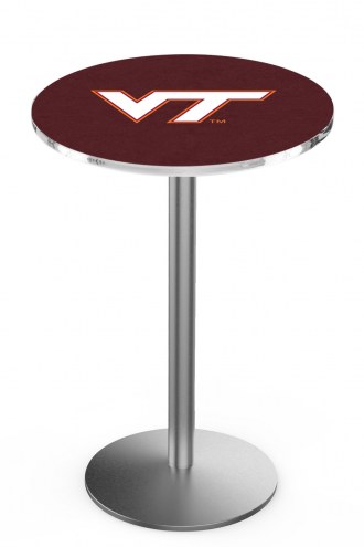 Virginia Tech Hokies Stainless Steel Bar Table with Round Base