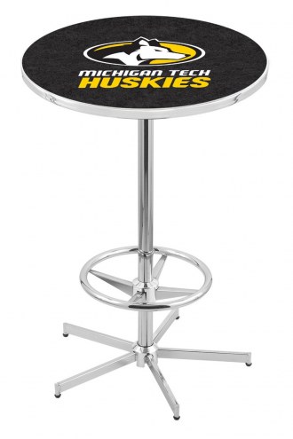 Michigan Tech Huskies Chrome Bar Table with Foot Ring