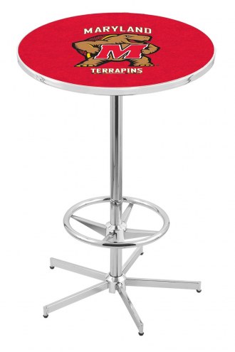 Maryland Terrapins Chrome Bar Table with Foot Ring