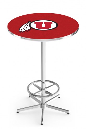 Utah Utes Chrome Bar Table with Foot Ring