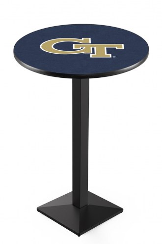 Georgia Tech Yellow Jackets Black Wrinkle Pub Table with Square Base