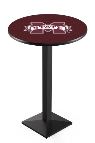 Mississippi State Bulldogs Black Wrinkle Pub Table with Square Base