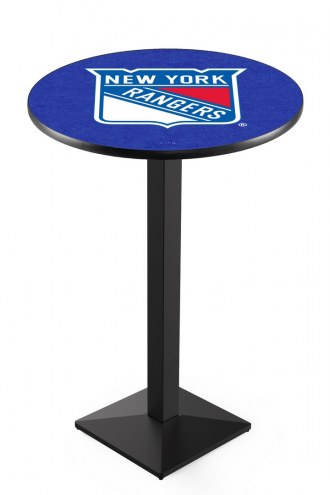 New York Rangers Black Wrinkle Pub Table with Square Base
