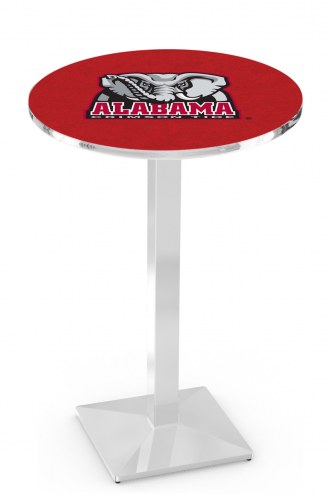 Alabama Crimson Tide Chrome Bar Table with Square Base