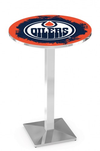 Edmonton Oilers Chrome Bar Table with Square Base