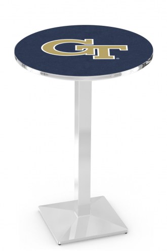 Georgia Tech Yellow Jackets Chrome Bar Table with Square Base