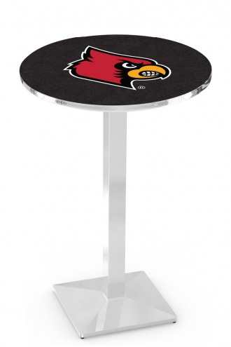 Louisville Cardinals Chrome Bar Table with Square Base