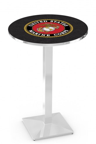 U.S. Marine Corps Chrome Bar Table with Square Base