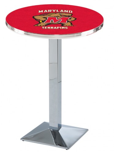 Maryland Terrapins Chrome Bar Table with Square Base