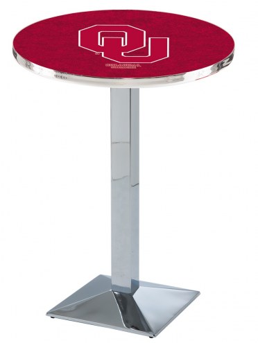 Oklahoma Sooners Chrome Bar Table with Square Base