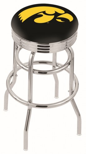 Iowa Hawkeyes Double Ring Swivel Barstool with Ribbed Accent Ring