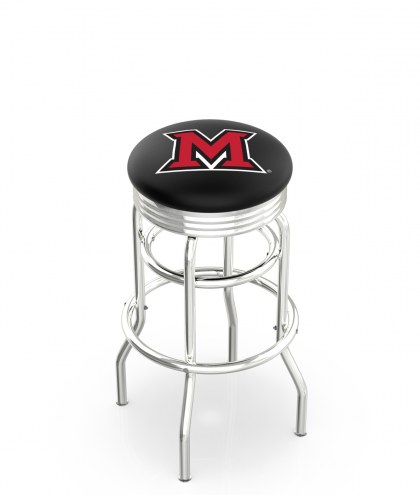 Miami of Ohio RedHawks Double Ring Swivel Barstool with Ribbed Accent Ring