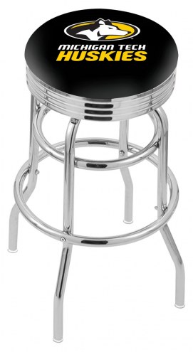 Michigan Tech Huskies Double Ring Swivel Barstool with Ribbed Accent Ring
