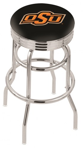 Oklahoma State Cowboys Double Ring Swivel Barstool with Ribbed Accent Ring
