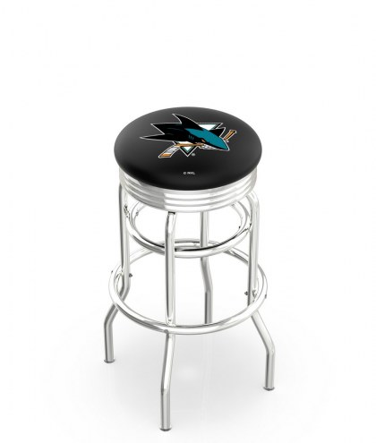 San Jose Sharks Double Ring Swivel Barstool with Ribbed Accent Ring
