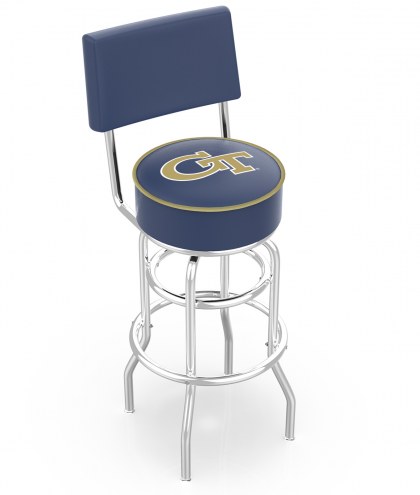 Georgia Tech Yellow Jackets Chrome Double Ring Swivel Barstool with Back