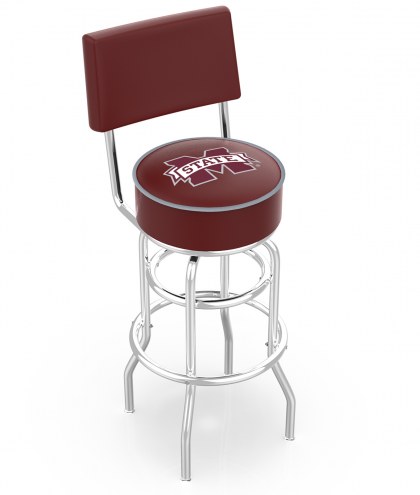 Mississippi State Bulldogs Chrome Double Ring Swivel Barstool with Back