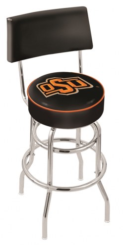 Oklahoma State Cowboys Chrome Double Ring Swivel Barstool with Back