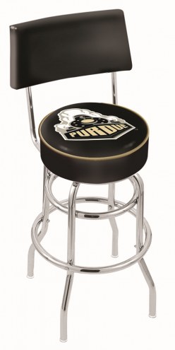 Purdue Boilermakers Chrome Double Ring Swivel Barstool with Back