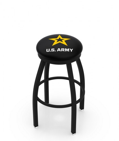 U.S. Army Black Knights Black Swivel Bar Stool with Accent Ring