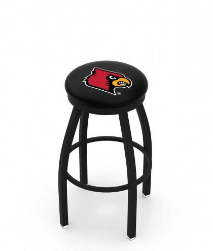 Louisville Cardinals Black Swivel Bar Stool with Accent Ring