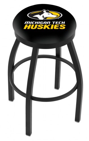 Michigan Tech Huskies Black Swivel Bar Stool with Accent Ring