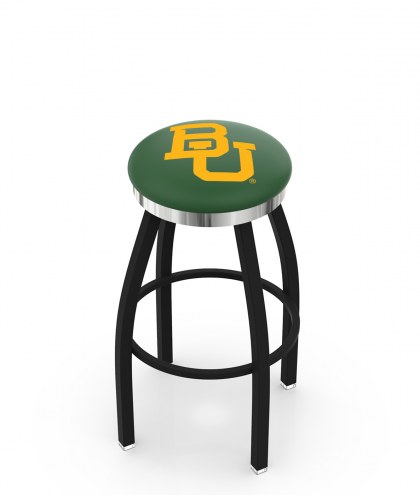 Baylor Bears Black Swivel Barstool with Chrome Accent Ring