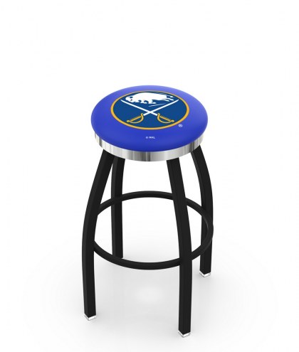 Buffalo Sabres Black Swivel Barstool with Chrome Accent Ring
