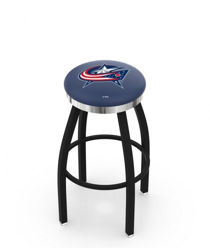 Columbus Blue Jackets Black Swivel Barstool with Chrome Accent Ring