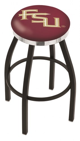 Florida State Seminoles Black Swivel Barstool with Chrome Accent Ring