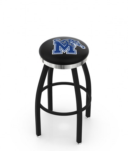 Memphis Tigers Black Swivel Barstool with Chrome Accent Ring