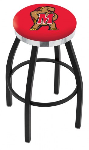 Maryland Terrapins Black Swivel Barstool with Chrome Accent Ring