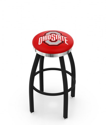 Ohio State Buckeyes Black Swivel Barstool with Chrome Accent Ring