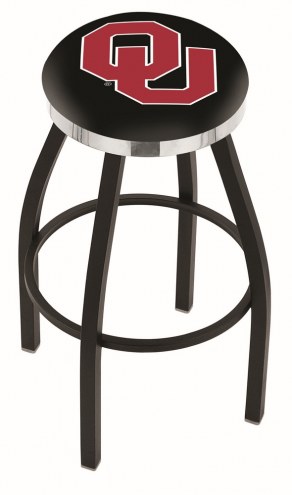 Oklahoma Sooners Black Swivel Barstool with Chrome Accent Ring