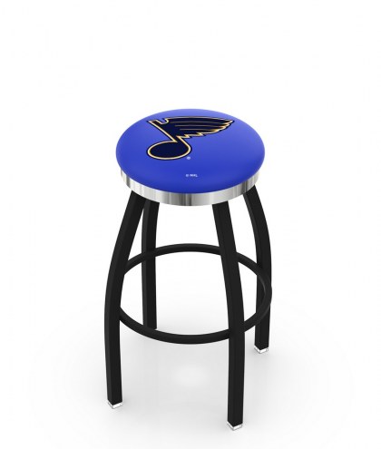 St. Louis Blues Black Swivel Barstool with Chrome Accent Ring