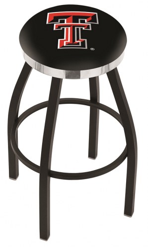 Texas Tech Red Raiders Black Swivel Barstool with Chrome Accent Ring