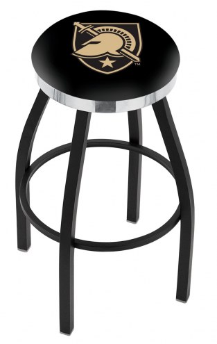 Army Black Knights Black Swivel Barstool with Chrome Accent Ring