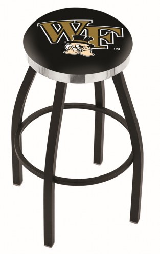 Wake Forest Demon Deacons Black Swivel Barstool with Chrome Accent Ring