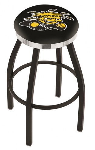 Wichita State Shockers Black Swivel Barstool with Chrome Accent Ring