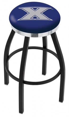 Xavier Musketeers Black Swivel Barstool with Chrome Accent Ring