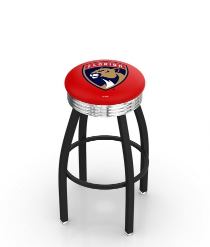 Florida Panthers Black Swivel Barstool with Chrome Ribbed Ring