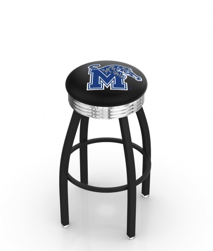 Memphis Tigers Black Swivel Barstool with Chrome Ribbed Ring