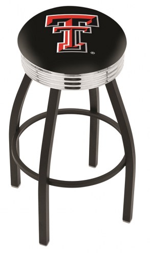 Texas Tech Red Raiders Black Swivel Barstool with Chrome Ribbed Ring