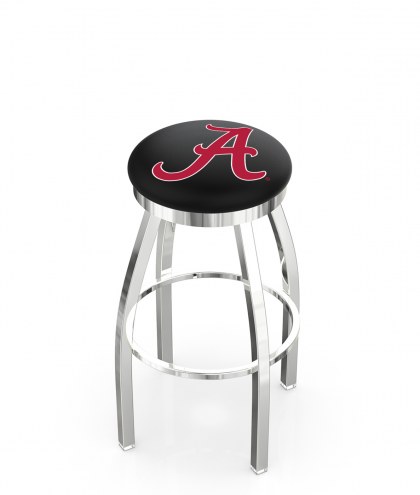 Alabama Crimson Tide &quot;A&quot; Chrome Swivel Bar Stool with Accent Ring