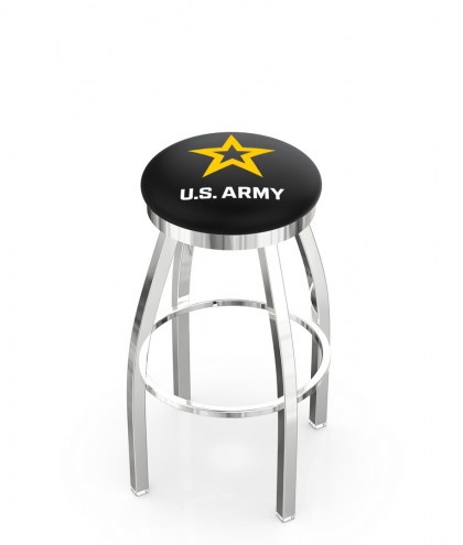 U.S. Army Black Knights Chrome Swivel Bar Stool with Accent Ring
