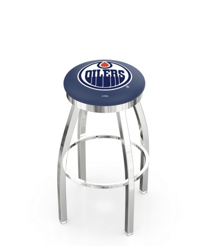 Edmonton Oilers Chrome Swivel Bar Stool with Accent Ring