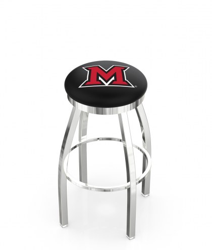 Miami of Ohio RedHawks Chrome Swivel Bar Stool with Accent Ring