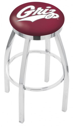 Montana Grizzlies Chrome Swivel Bar Stool with Accent Ring