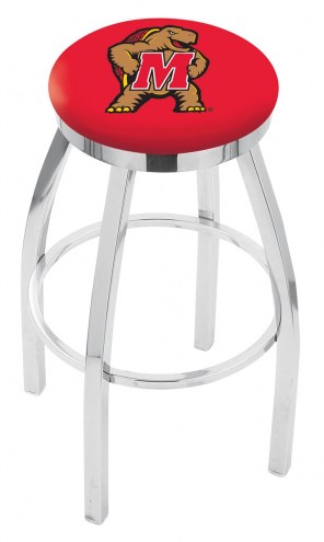 Maryland Terrapins Chrome Swivel Bar Stool with Accent Ring